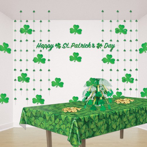 Beistle Printed Shamrrock Cutouts, Green Clover St Patrick's Day Party Decorations, Lucky Party Accessories, Irish Themed Party Supplies