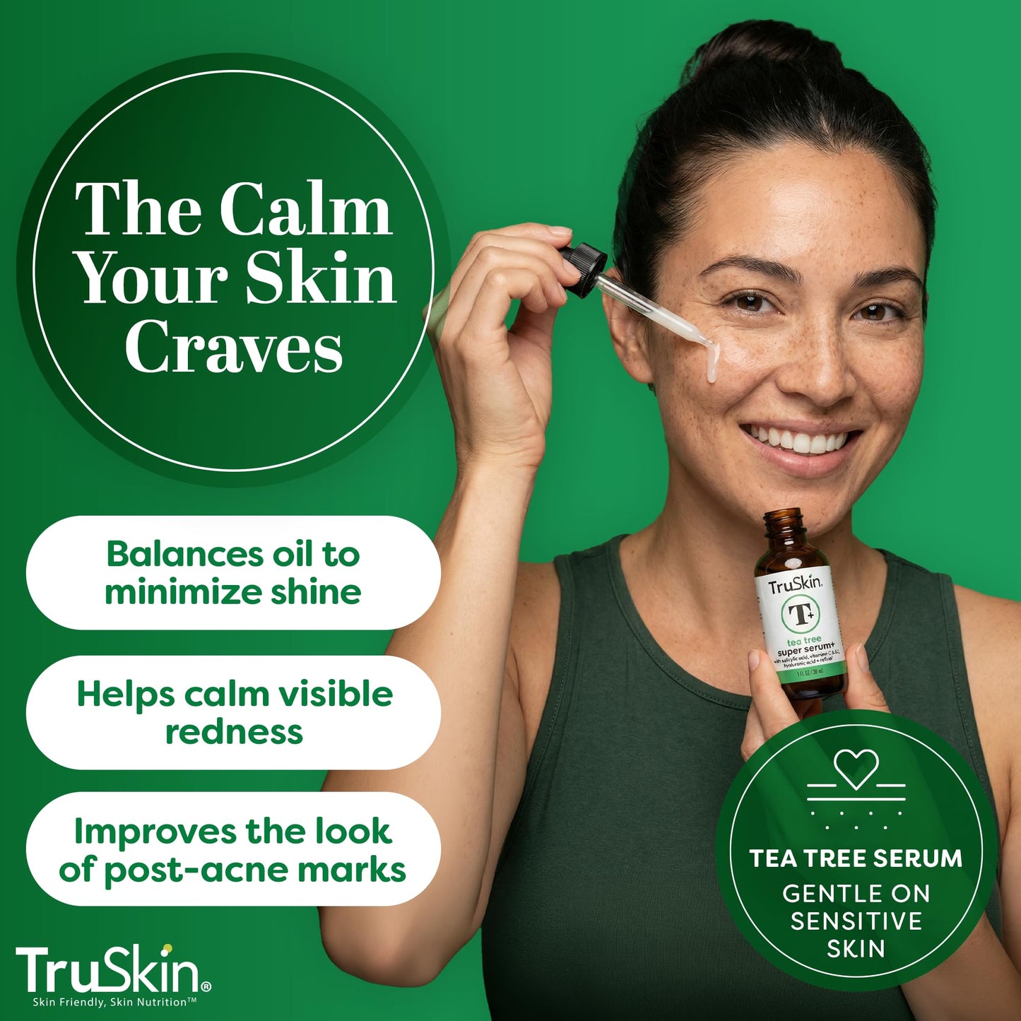 TruSkin Tea Tree Oil Acne Treatment Serum for Face - Salicylic Acid, Niacinamide, Vitamin C & Retinol - Clarifying Super Facial Serum for Acne-Prone Skin & Pores, 2 Oz