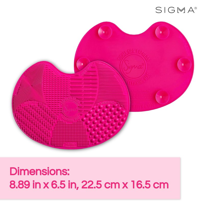 Sigma Beauty Sigma Spa® Express Brush Cleaning Mat (Pink) — Silicone Makeup Brush Cleaning Mat with Suction Cups for Cleaning Makeup Brushes, Compact Design Fit for Any Travel Makeup Kit
