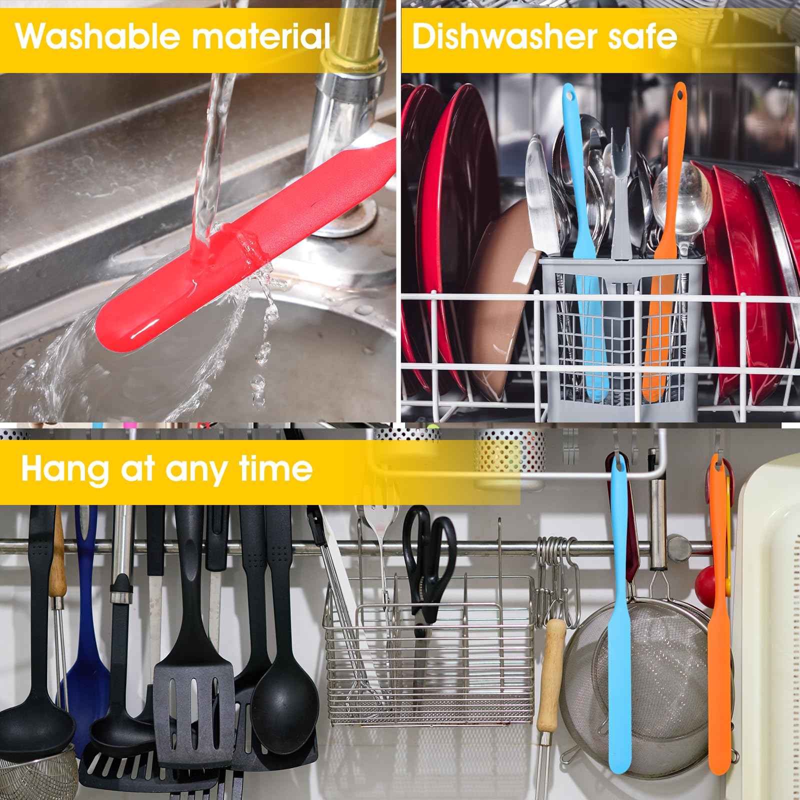 24pcs Jar Spatula,Silicone Jar Scraper with Long Handle,Jam Spreader Cake Cream Butter Spatulas, Silicone Spatula Waxing Applicator for Home Salon Body Use