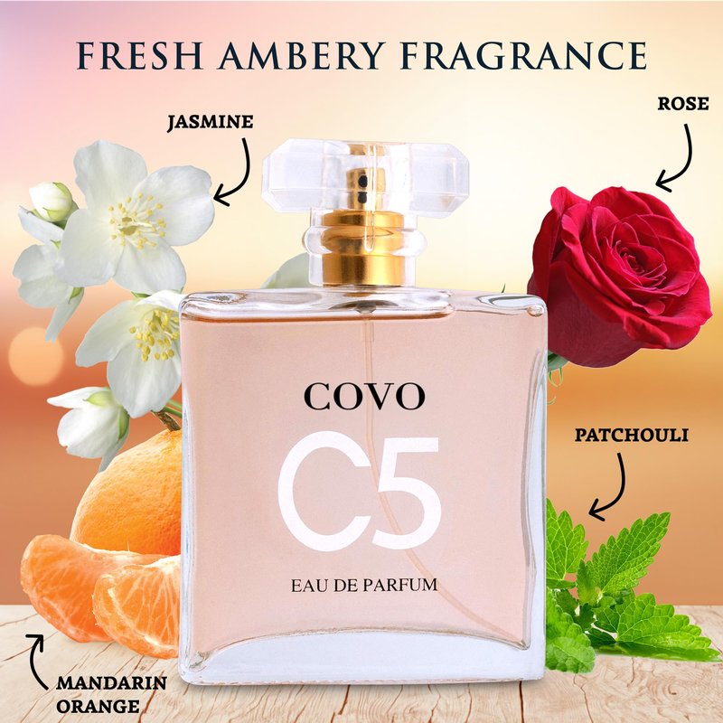 URBAN COLLECTION Covo C5 for Women Eau De Parfum 3.3 fl oz- Pure Femininity in a Bottle - Delicate Floral Scents of Jasmine and May Rose - Cruelty-Free Perfume Precious Gift for Women