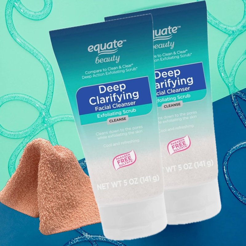 Deep Clarifying Exfoliating Facial Cleanser - 5 oz, 2-Pack with LeSue Washcloth