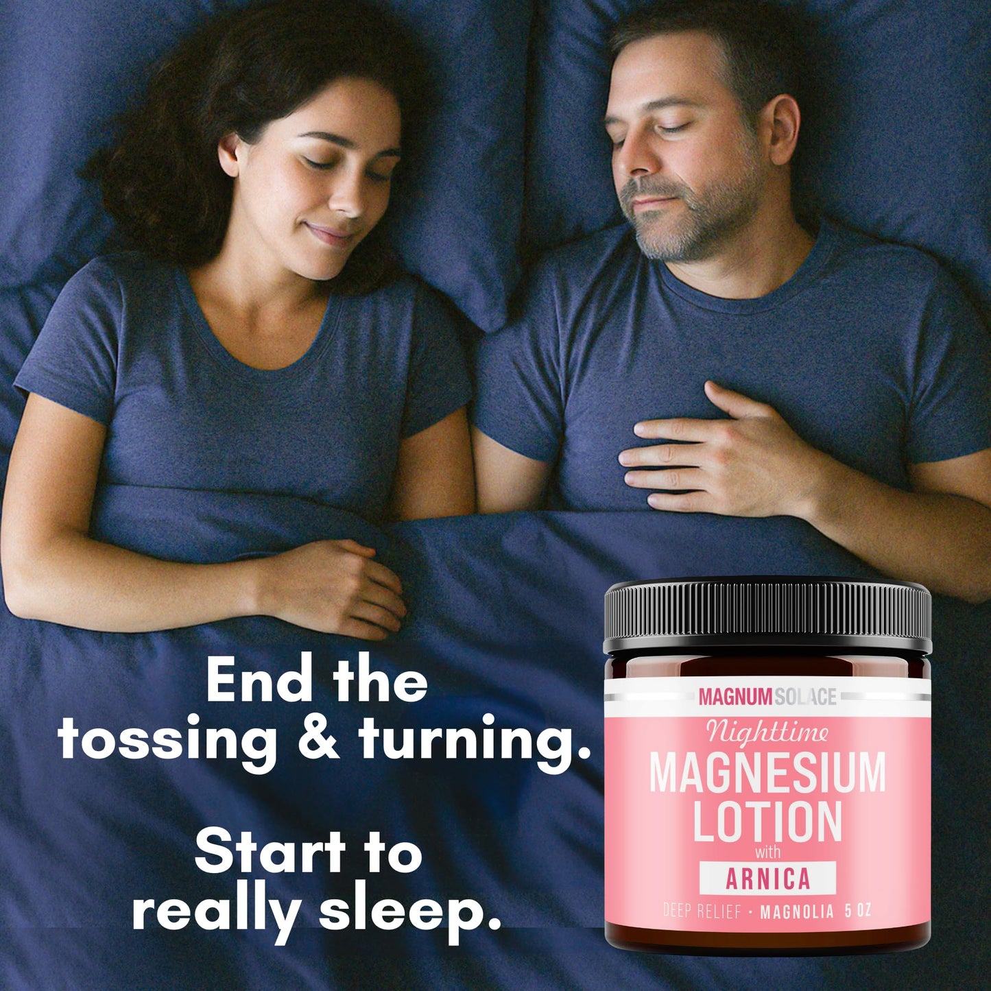 Magnum Solace Nighttime Magnesium Lotion with Arnica – Soothing Relief & Relaxation, Highly Concentrated Magnesium for Muscles & Joints – Apply to Legs or Feet Before Bed – Skin-Friendly
