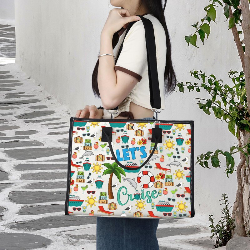 LEVLO Cruise Vacation Cosmetic Make Up Bag Summer Beach Vacation Gift Let's Cruise Makeup Zipper Pouch Bag For Friend Family (Let's Cruise LT)