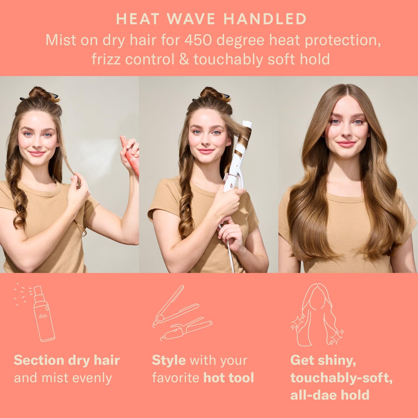 DAE Agave Dry Heat Protection Spray - Protects, Controls Frizz, Light Hold