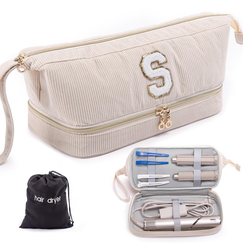 Shark FlexStyle/SmoothStyle Personalized Hair Tools Travel Organizer - Double-Layer Case with Air Wrap Dryer, Flat Curling Iron Compartment