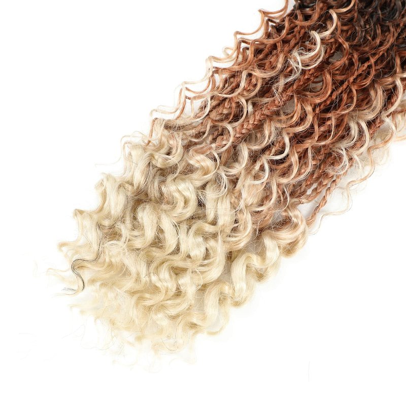 Goddess Crochet Box Braids Curly Ends 144 Strands 22 Inch Bohomian Goddess Box Braids Crochet Hair Synthetic Crochet Braids Hair Extensions(22 Inch,1B/30/27)