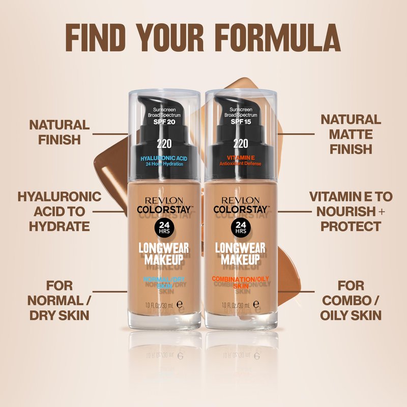 Revlon Liquid Foundation, ColorStay Face Makeup for Combination & Oily Skin, SPF 15, Medium-Full Coverage with Matte Finish, 360 Golden Caramel, 1 Fl Oz (Pack of 2)