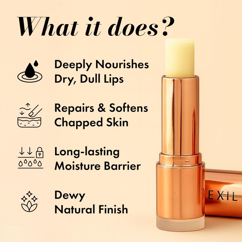 Clinexil Lip Balm – Hydrating Lip Repair with Cold-Pressed Oils, 10% Squalane, Vitamin E & Ceramides – Moisturizing Lip Butter for Dry Cracked Lips – Clean, Non-Toxic Lips Care for Women – 004 NT