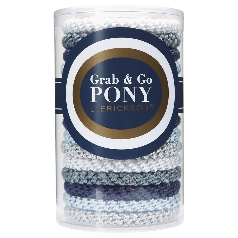 L. Erickson Hair Ties for Thick Hair, Grab & Go Pony Tube 15 Pack Eclectic Tones - No-Crease Damage-Free Bands with Strong Hold for Women & Men, Pixie