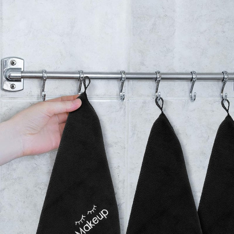 Macarrie Makeup Remover Towels - 36 Pcs Soft Microfiber Face Wash Cloths | Quick Dry, Black