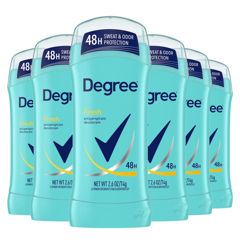 Degree Antiperspirant Deodorant Fresh Energy Pack of 6 48-Hour Sweat and Odor Protection Antiperspirant For Women 2.6 oz