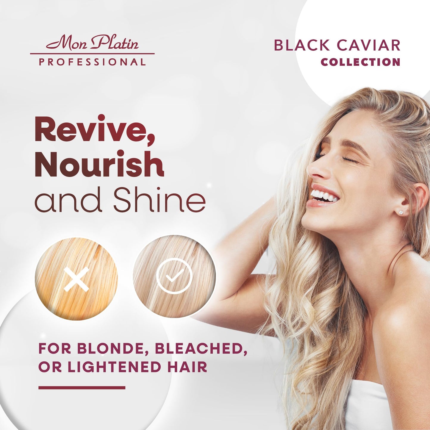 Mon Platin Professional Black Caviar Blonde Hair Shampoo - Intensive Moisturizing Shampoo for blonde, bleached, or Color Treated Hair - Special Antistatic Formula,SLS/Salt Free 500ML