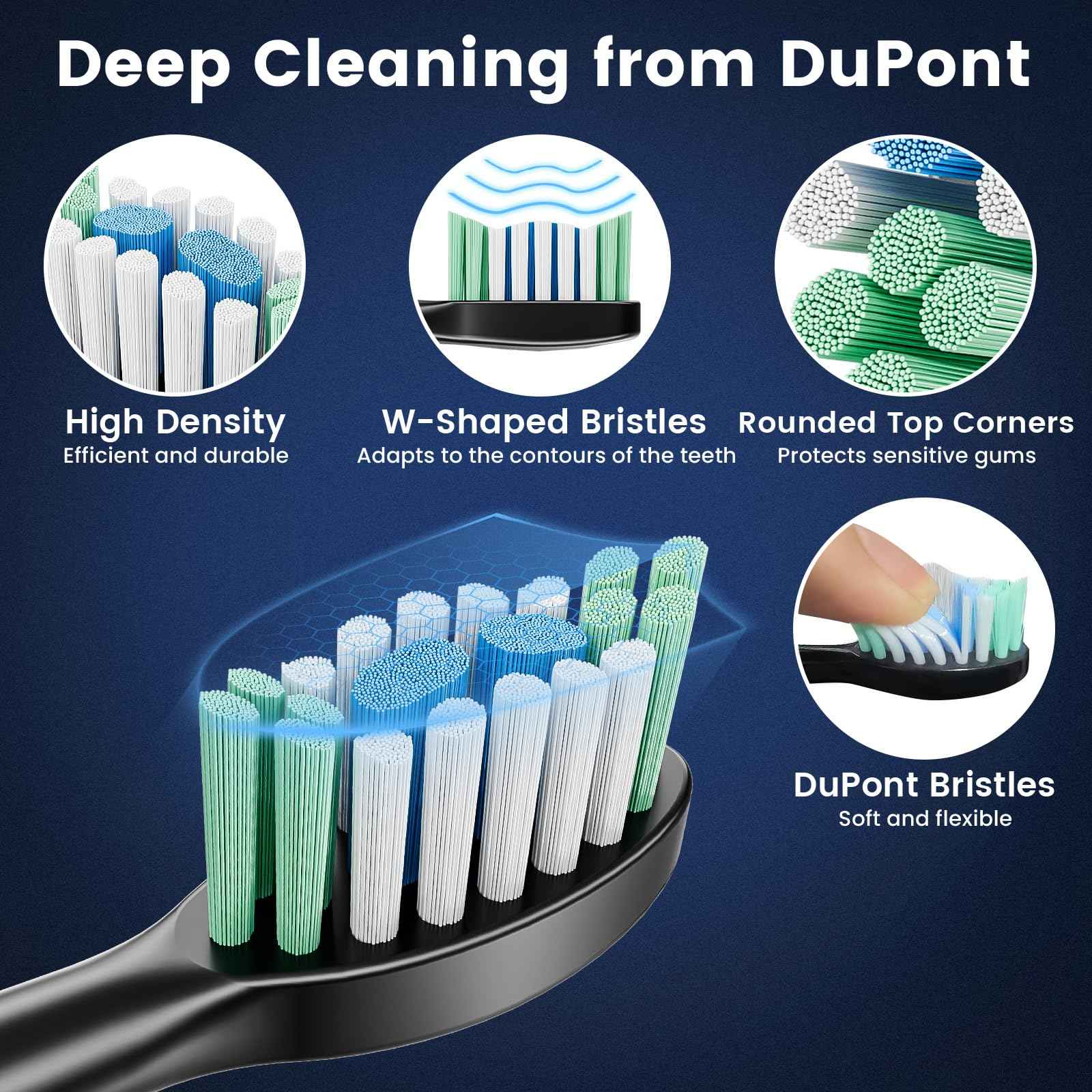 Betterchoi Sonic Electric Toothbrush for Adults, USB Rechargeable Toothbrush - 41,000 VPM Maglev Motor - 4 Brush Heads - IPX7 Waterproof, 180-Day Battery Life, 5 Cleaning Modes & Smart Timer, Black