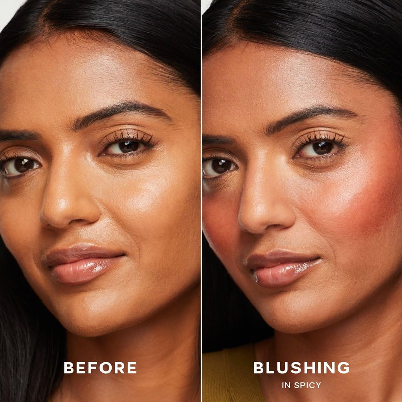 Saie Dew Liquid Blush for Cheeks - Hydrating Cream Blush Stick with a Blendable + Buildable Formula - Skincare Infused Dewy Cheek Tint for a Natural Flush - Glowy Makeup Essential - Spicy (.40 oz)