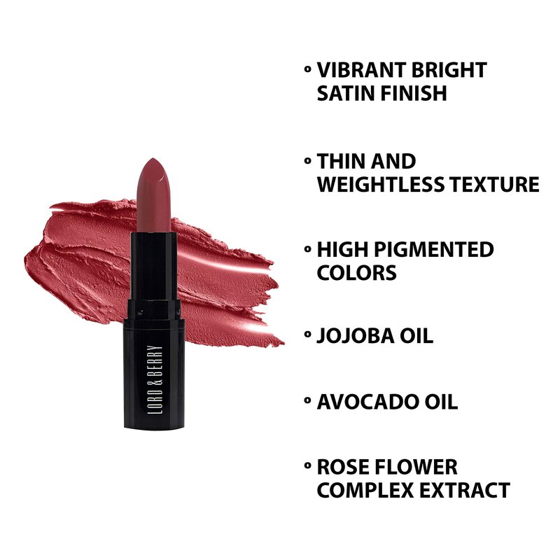 Lord and Berry Absolute Velvet Lipstick - Makeup Lipstick with Jojoba Oil, Avocado Oil and Rose Flower Extract - 7435 Kissable - 0.14 oz