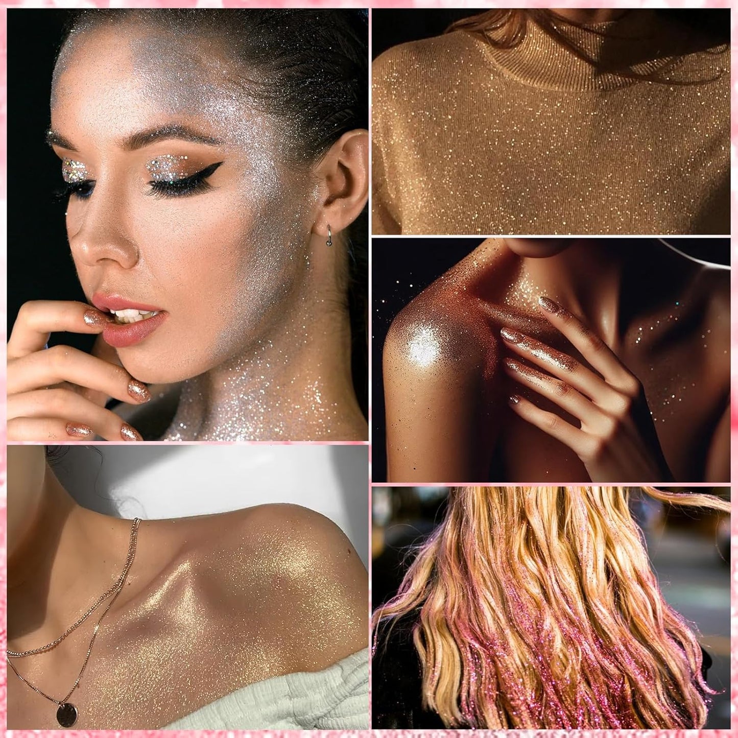 Body Glitter Spray - 30ML Shiny Highlighter for Body, Hair & Face | Sparkle Pearl Makeup in Gold