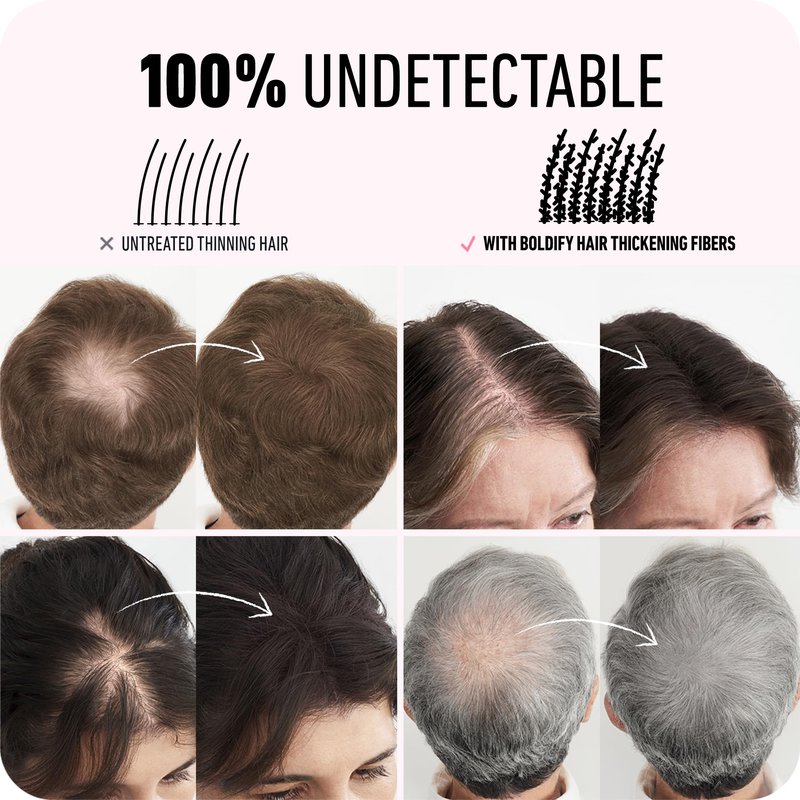 BOLDIFY Hair Fibers (56g) - Fill In Thinning and Fine Hair for an Instantly Fuller, Thicker Look - 14 Shades for Women & Men - Black