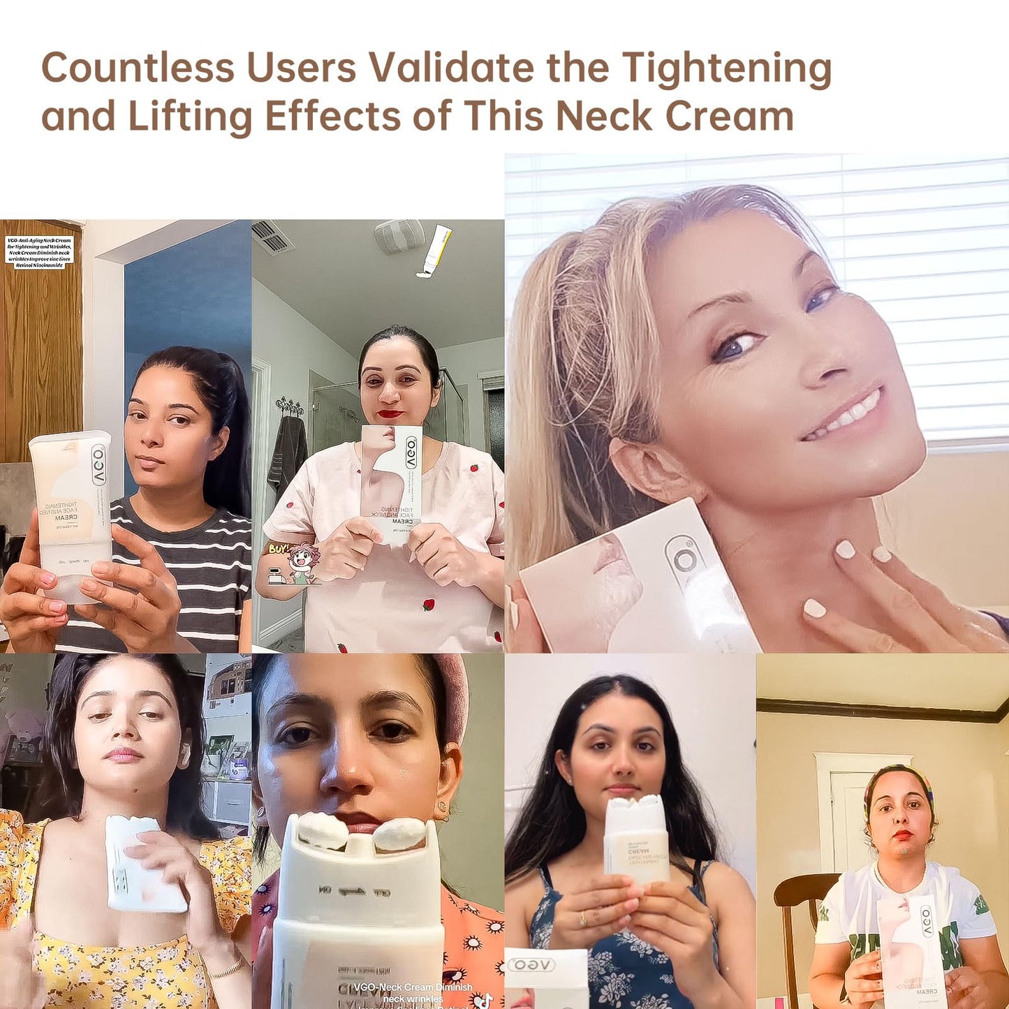 VGO Neck Creams for Tightening and Firming, Face Cream for Anti Aging Moisturizer, Hyaluronic Acid and Retinol Enriched for Neck and Face to Target Fine Lines sagging & Dryness. 4.23 Fl Oz