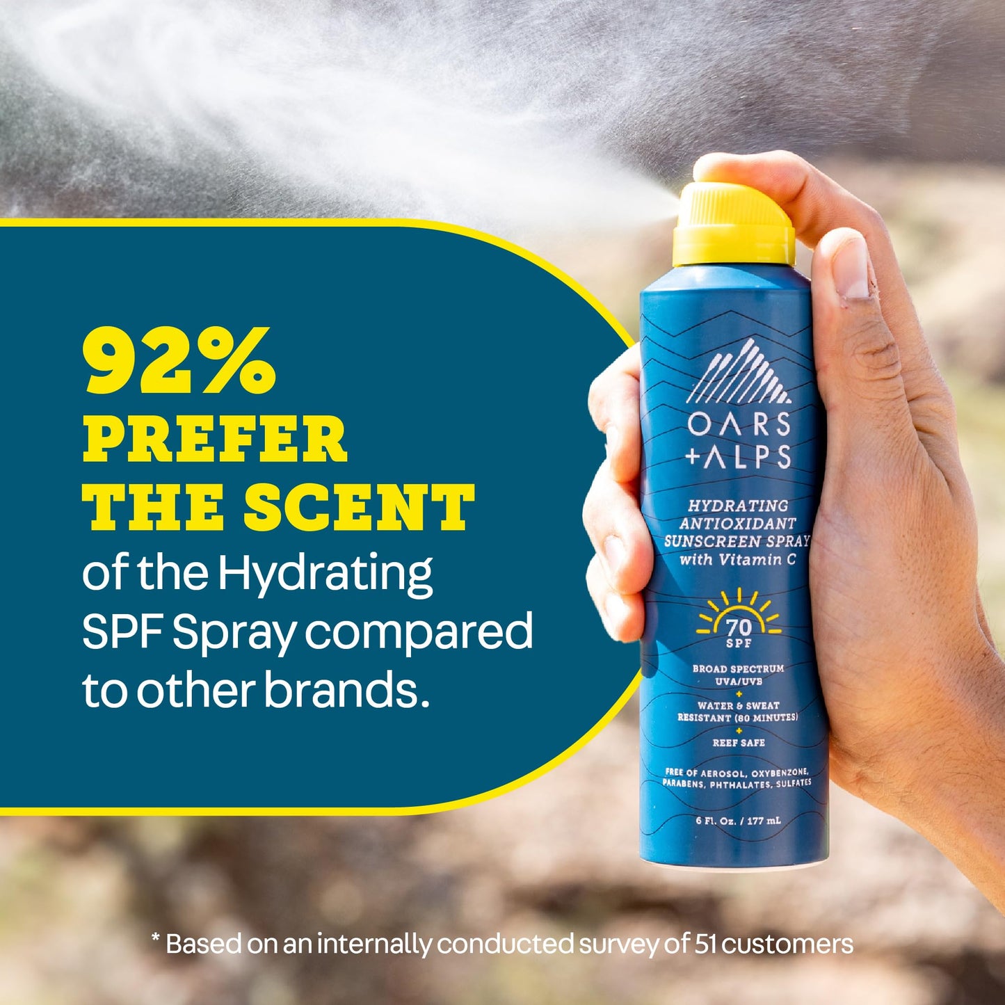 Oars + Alps SPF 70 Face & Body Broad Spectrum Sunscreen Spray | Fast-Absorbing, Lightweight, Non-Greasy, Hawaii Reef Act 104 Compliant, Water-Resistant, Octinoxate + Oxybenzone Free, 6 Oz, 2 Pack