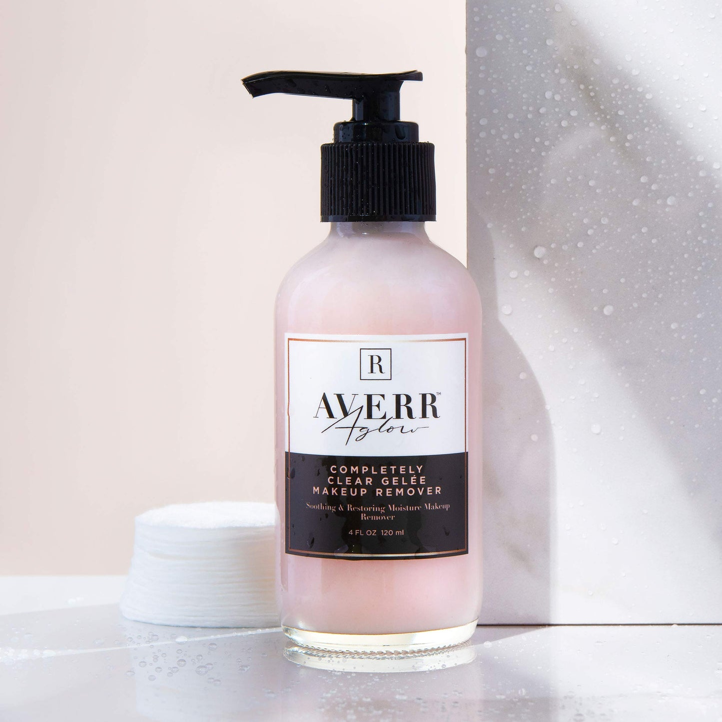 Averr Aglow Completely Clear Gelée Makeup Remover, Face Care, Boost Collagen, Calm Skin, Natural Plant Based Solution Facial Cleanser, Removes Waterproof Makeup