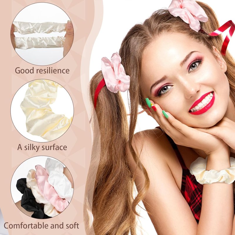 Silk Satin Hair Scrunchies - 120 Pack Soft Elastic Ponytail Holders | 3.94 Inches, Perfect for Thick Hair & Gifts