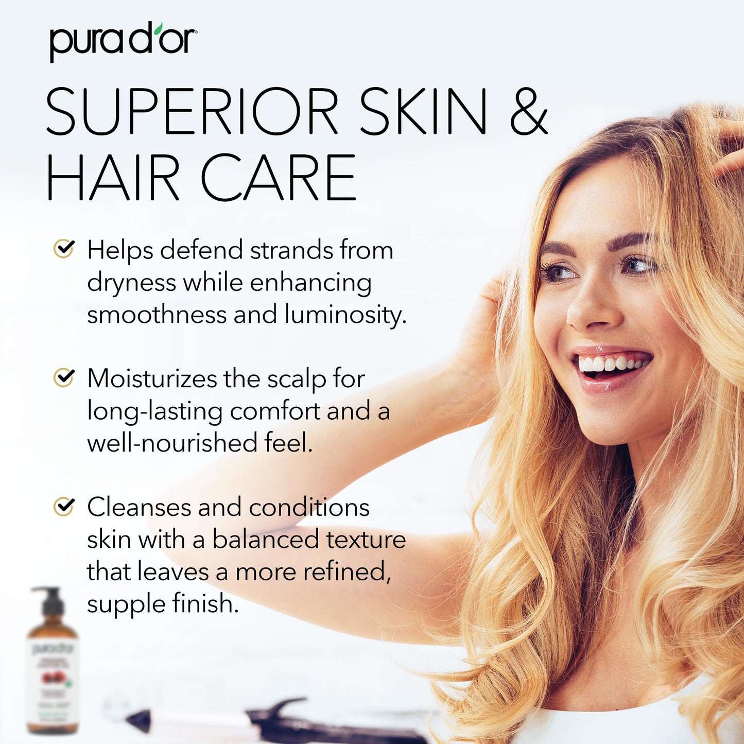 PURA D'OR ORGANIC Castor Oil (16.9 Oz GLASS BOTTLE) Pure Cold-Pressed Hexane-Free USDA Certified – Lashes Brows Hair Scalp Skin – Botanical Moisturizer for Softness Strength Hydration Shine Radiance