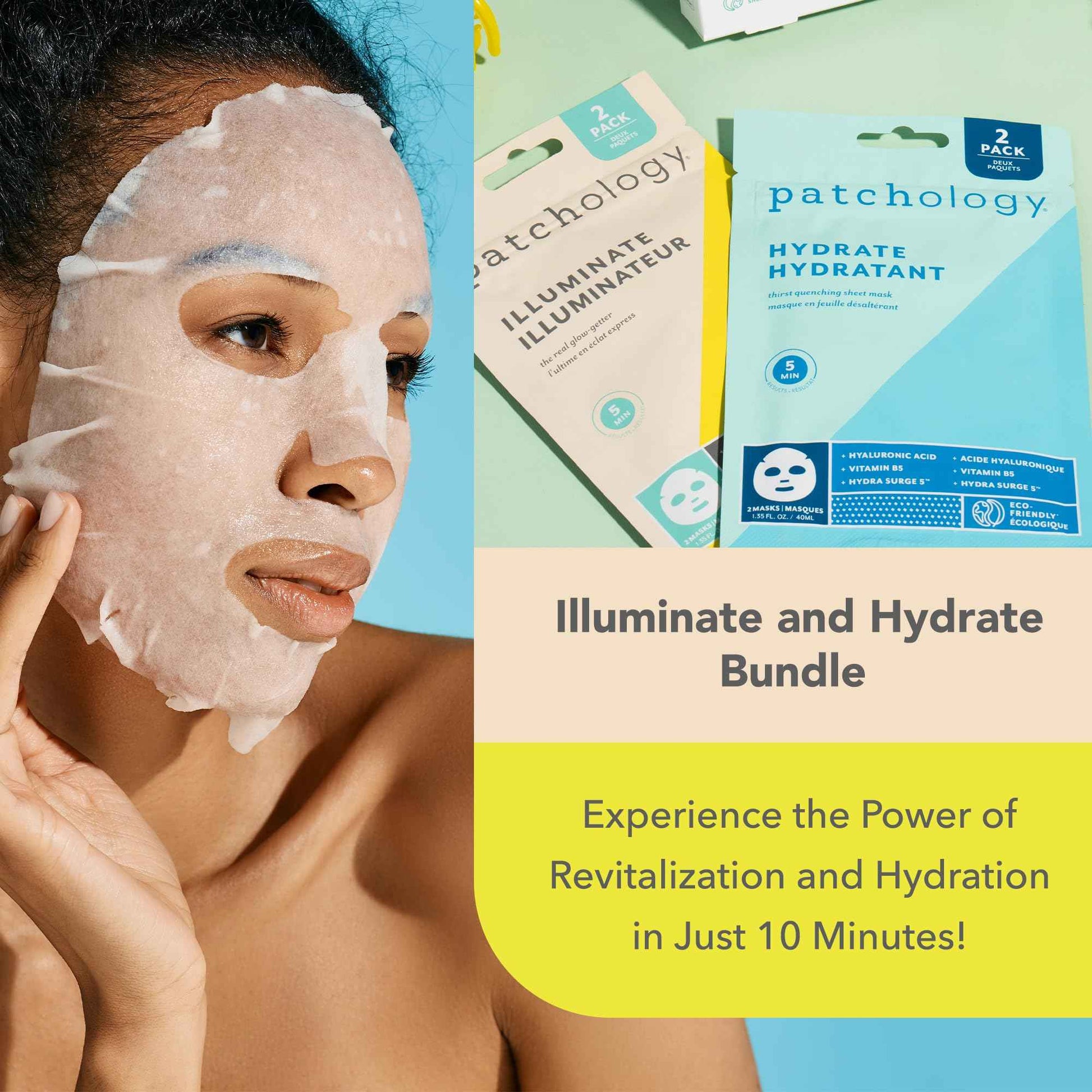 Patchology Hydrating Sheet Masks - Weekend Travel Skincare Essentials - Hyaluronic Acid Masks with Revitalizing Serum, Licorice Root Extract Skincare - Ultimate Hydration & Radiance (4 Masks)