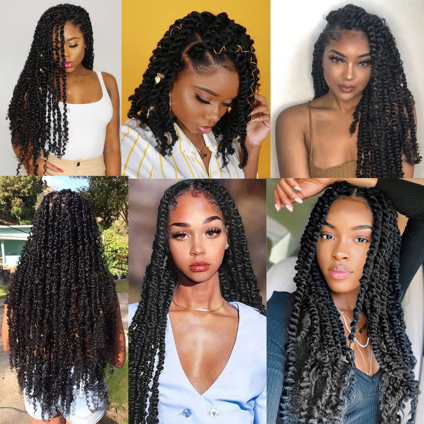 Ubeleco Short Passion Twist Hair 14 Inch 154 Strands Water Wave Crochet Hair 7 Packs Passion Twist Crochet Hair for Black Women Spring Twists Curly Braiding Hair Extensions (14 Inch,1B)