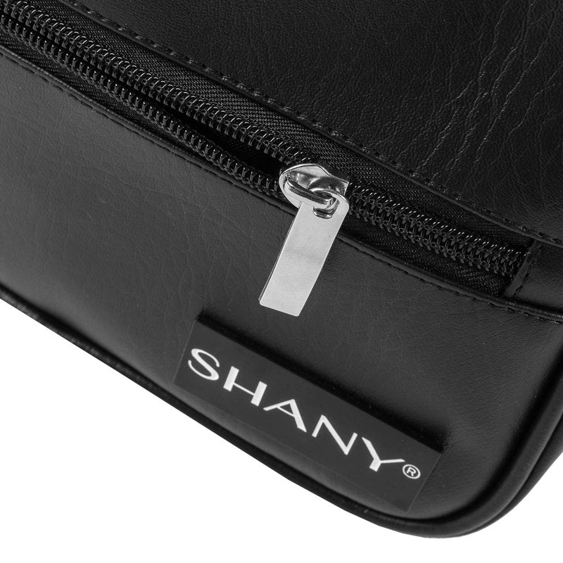 SHANY Dopp Kit and Travel Toiletry Bag – Zippered Faux Leather Grooming Organizer with 2 Internal and 1 External Pockets – Black PU, 11.000" X 8.000" X 3.000", (SH-NT1005-BK)