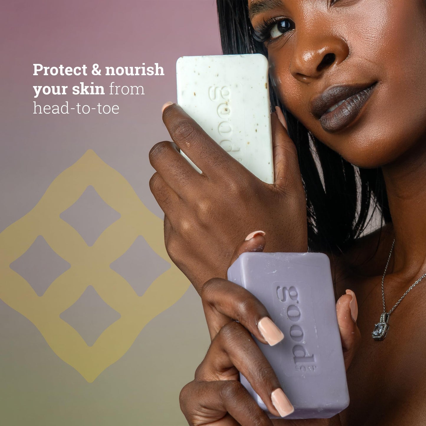 Alaffia Good Soap Lavender 2-Pack (8 Bars) – Long-Lasting, Triple-Milled with Fair Trade Shea Butter