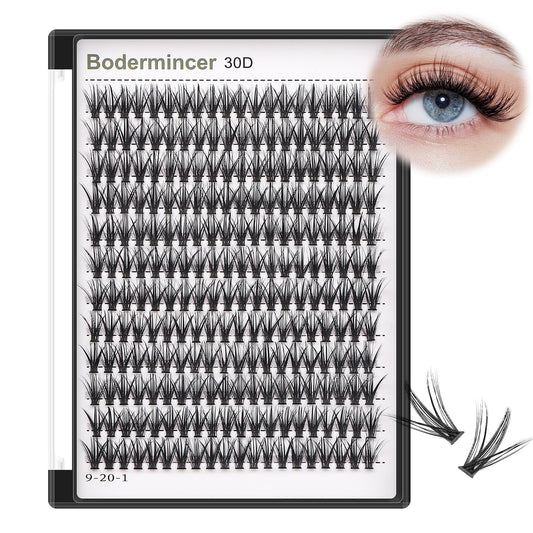 Bodermincer Lash Extension 240pcs D Curl 30D Cluster Individual Cluster Lashes (30D-12mm)
