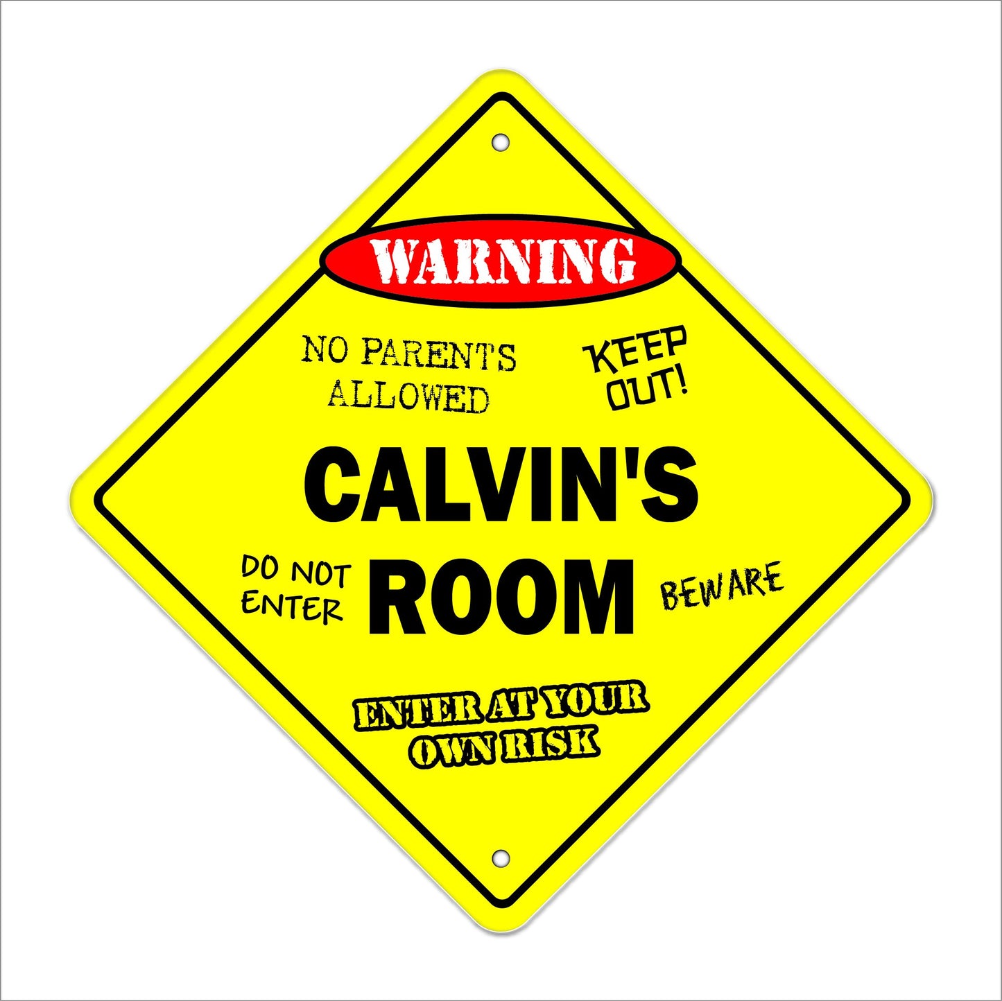 Calvin's Room Sign Crossing Zone Xing | Indoor/Outdoor | 12" Tall Kids Bedroom Decor Door Children's Name boy Girl