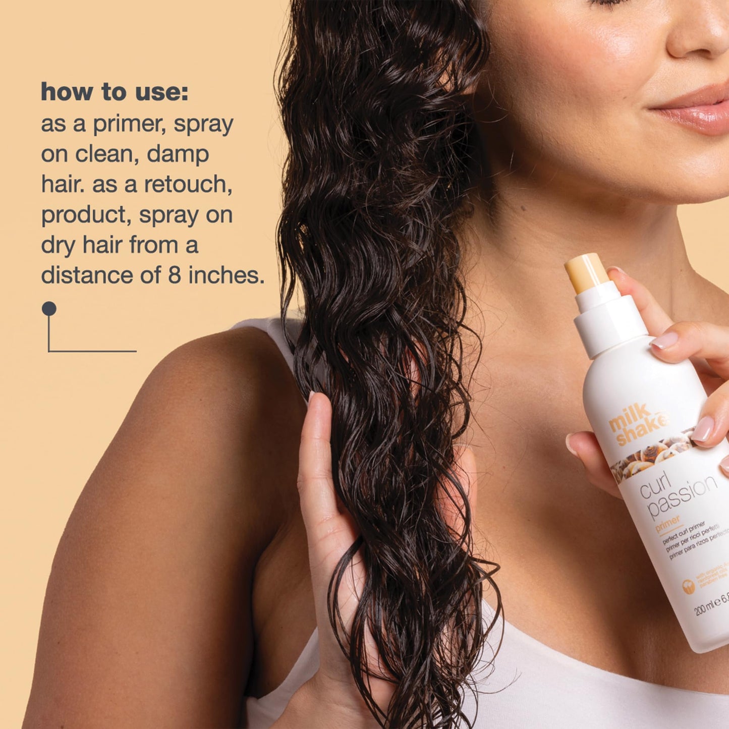 milk_shake Curl Passion Primer | Pre-Styling Curl Primer for All Curl Types | Adds Moisture & Enhances Definition | With Babassu Oil, Praxcai Oil & Milk Proteins, 6.8 fl oz / 200 mL