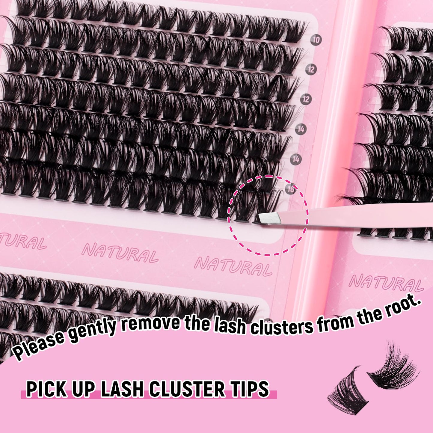 DIY Lash Extension Kit Bulk Packs D Curl Volume Eyelash Clusters Wispy Natural Individual Eyelashes with Lash Bond and Seal, and Lashes Tweezers for Beginners