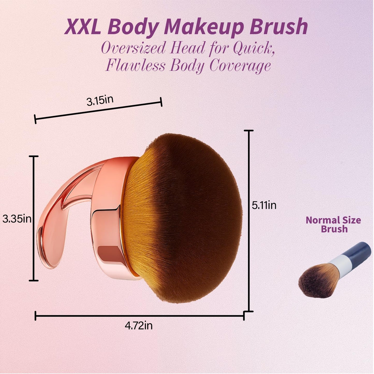 Blend & Blur Ultra Large Body Makeup Brush For Self Tanner, 5.11inch Wide-headed Kabuki Brush, Leg Makeup &Bronzer Self Tan Applicator Provides Effortless Pretty Finish, Blending Applicator- Rose Gold