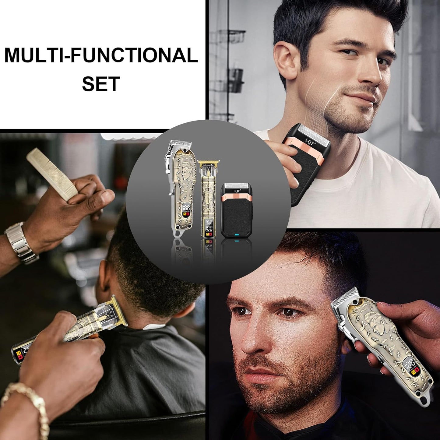 Professional Hair Clippers for Men - Cordless Trimmer Set with LED Display | Rechargeable Beard Shaver & Barber Kit