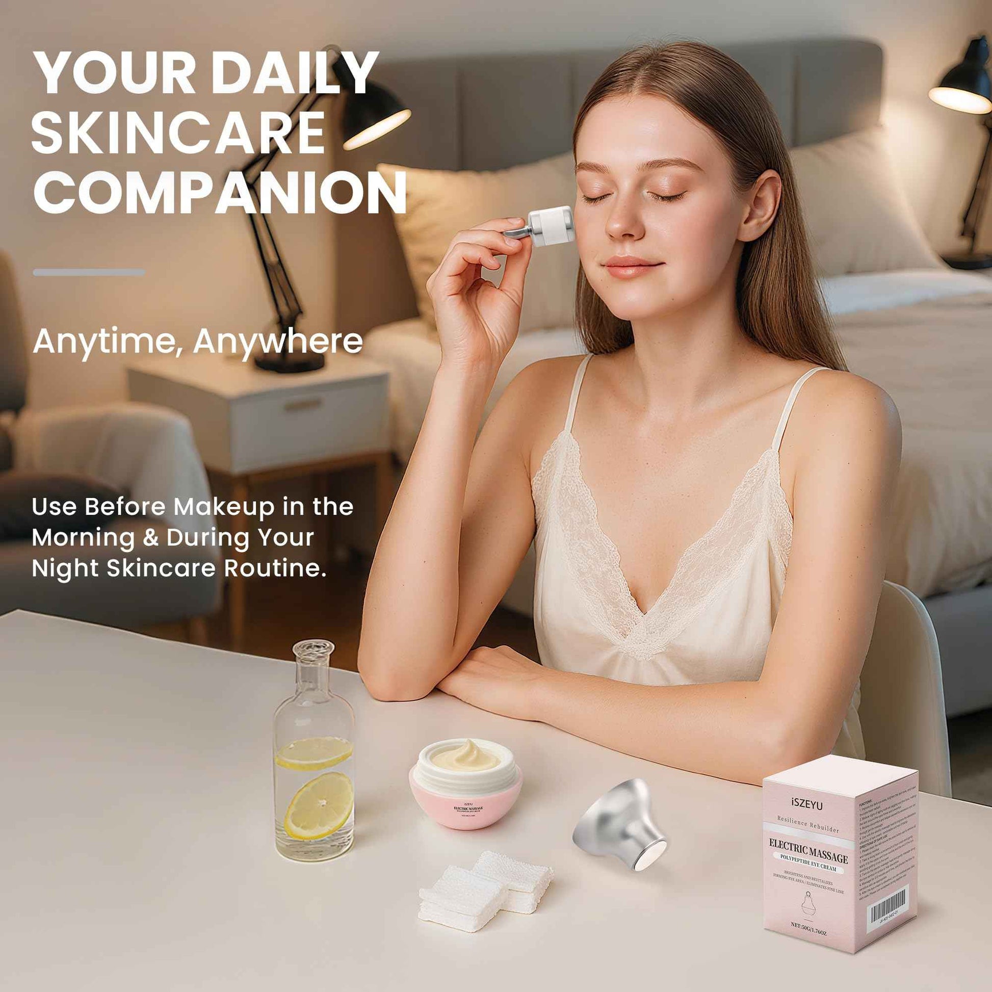 iSZEYU Pro Xylane Electric Massage Eye Cream with Red Light Applicator Therapy, Polypeptide Vibrating Firming or Anti Wrinkle