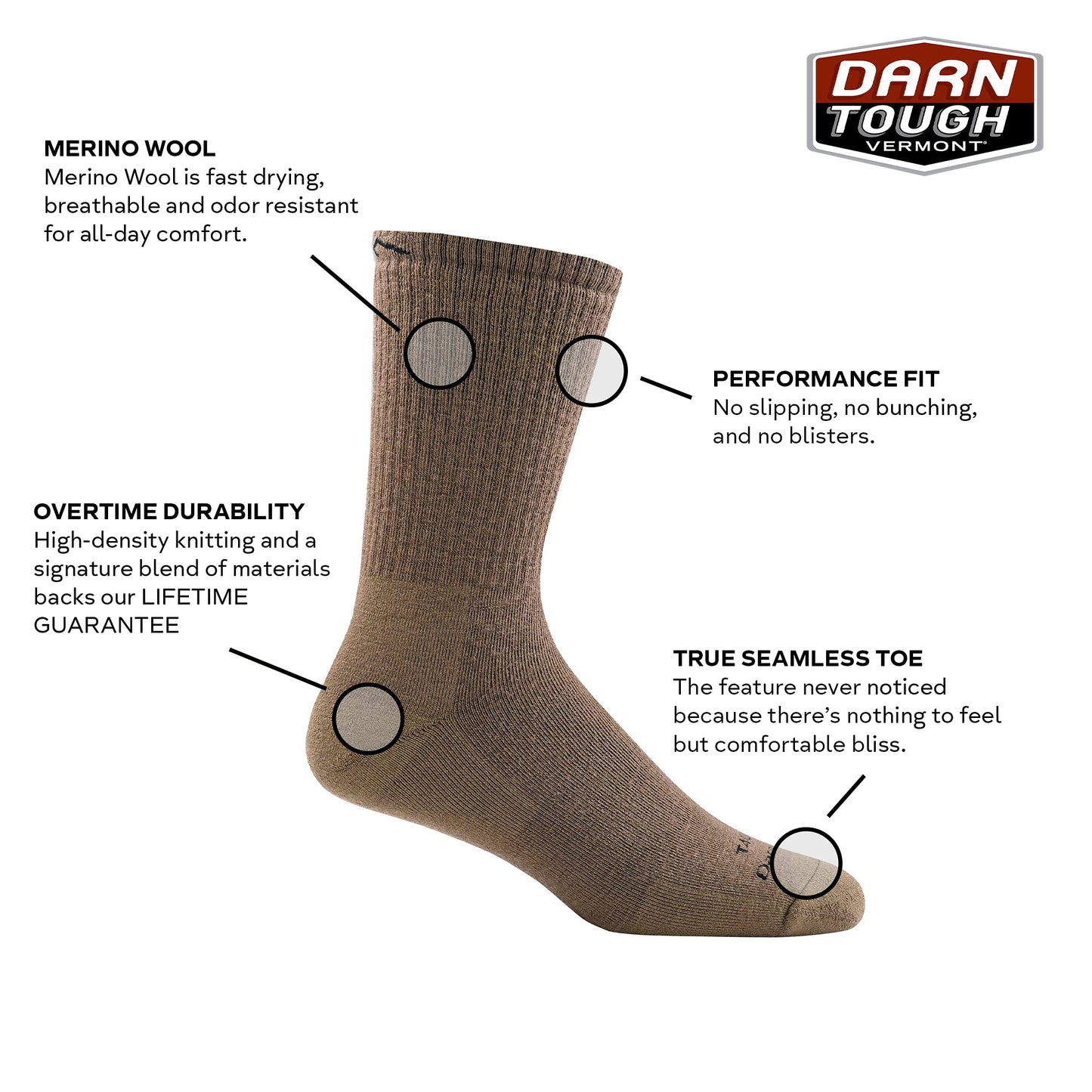Darn Tough Tactical Boot Extra Cushion Socks (T4033) Unisex – (Black, Medium)