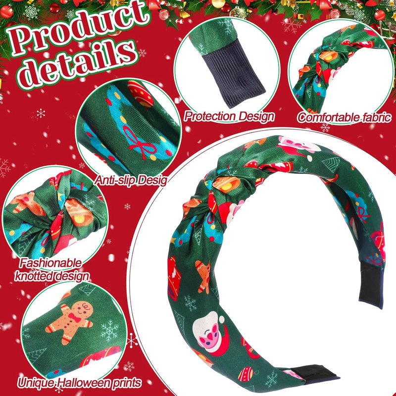 Christmas Headbands for Women - 24 Pcs Holiday Hair Accessories | Snowman, Santa, Tree & Reindeer Designs
