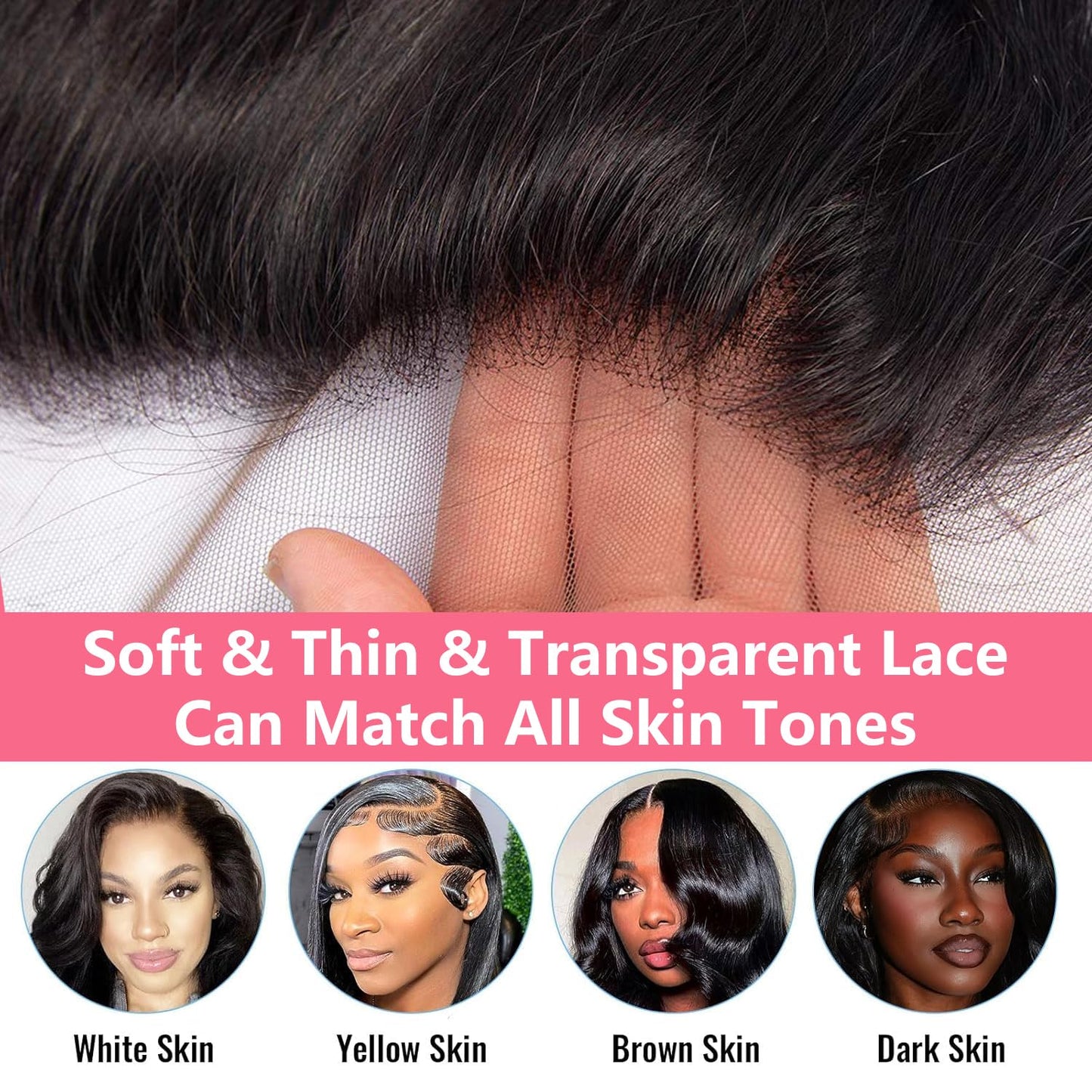13x4 Lace Frontal Closure Body Wave Human Hair Ear to Ear HD Lace Frontal Closure Free Part Brazilian Body Wave Hair Extensions 150% Density Human Hair Pre Plucked with Baby Hair 16 Inch