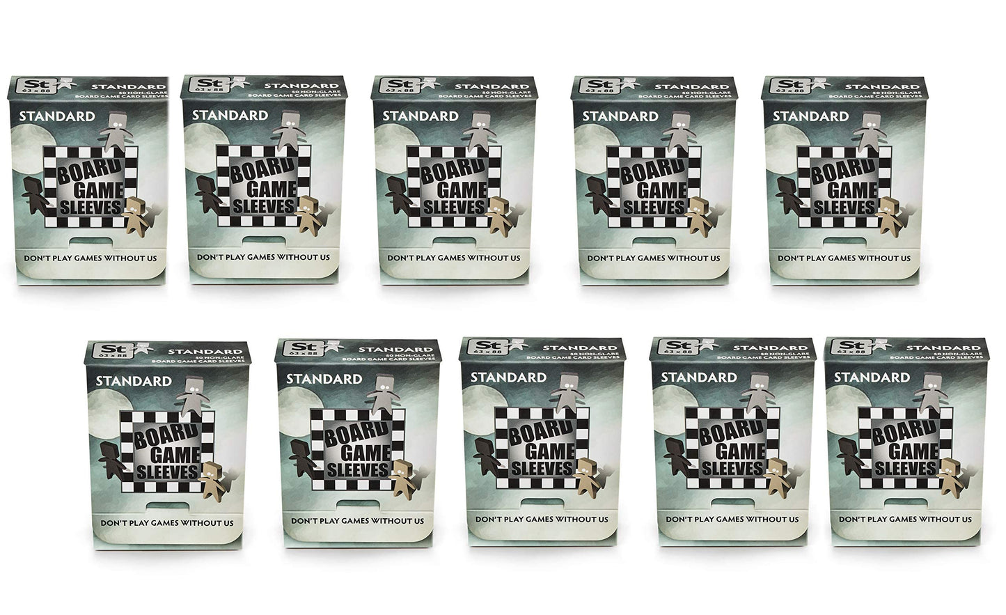 10 Packs Arcane Tinmen Non-Glare Board Game Sleeves 50 ct Standard Size Card Sleeves Display Case