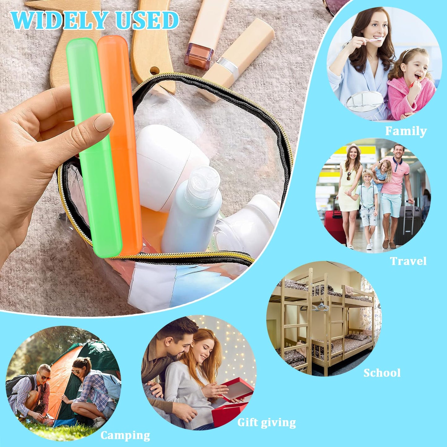 SIKEMAY 100 PCS Travel Toothbrush Holder Bulk, Back to School, Classroom Pencil Case for Kids, Toothbrush Case Cover for Travel, Bathroom, Indoor, Outdoor, Trip, Camping, School