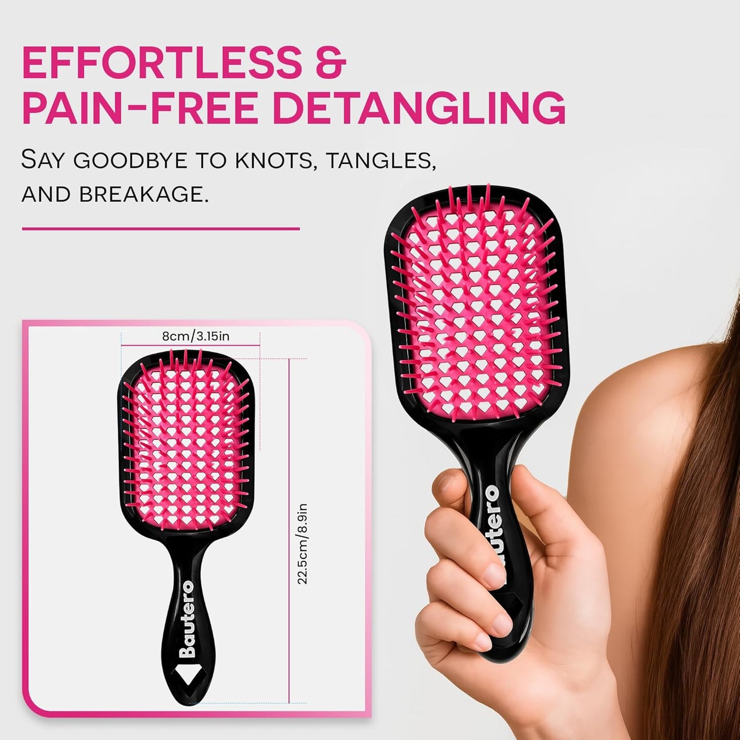 Detangler Brush for Curly Thick Hair - Pain-Free 4C Coily Hair Care | Reduces Breakage & Shedding