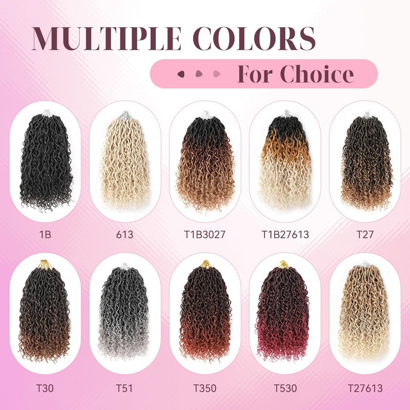 Goddess Locs Crochet Hair 22 Inch Boho River Locs Hippie Wavy Crochet With Curly Hair In Middle And Ends Braids Hair Extensions (8Packs,22 inch, T27/613)