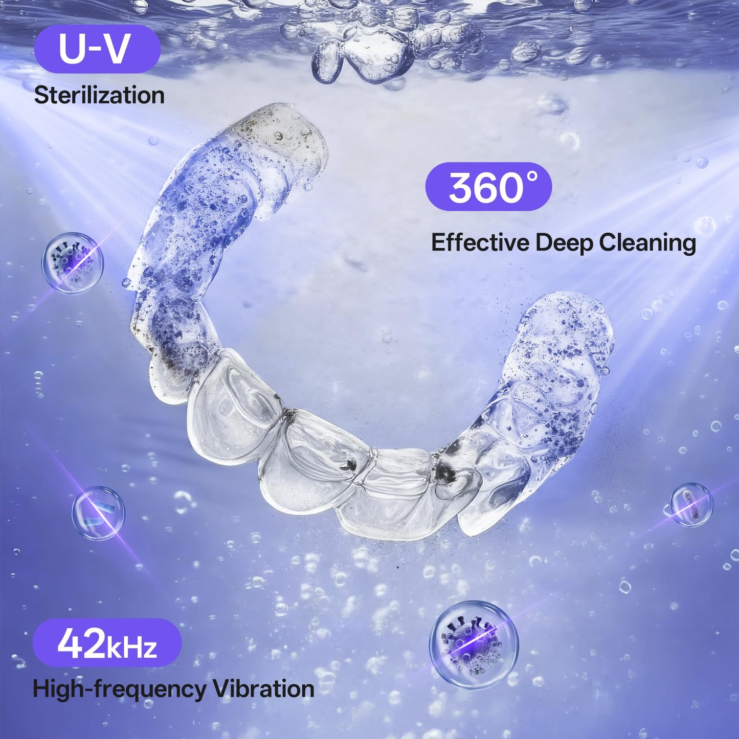 Ultrasonic Jewelry Cleaner with Detachable Tank, Makeup Brush Cleaner Machine