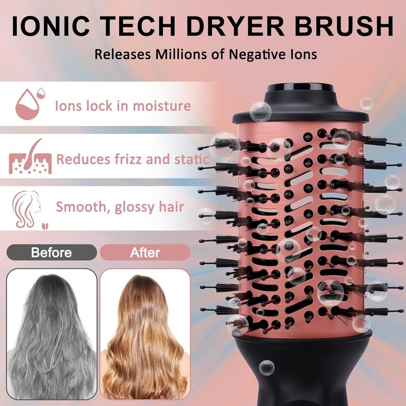Travel Hair Dryer Brush - Mini Dual Voltage Blow Dryer with 3 Settings | Comb & Dry in One Step, Tames Frizz
