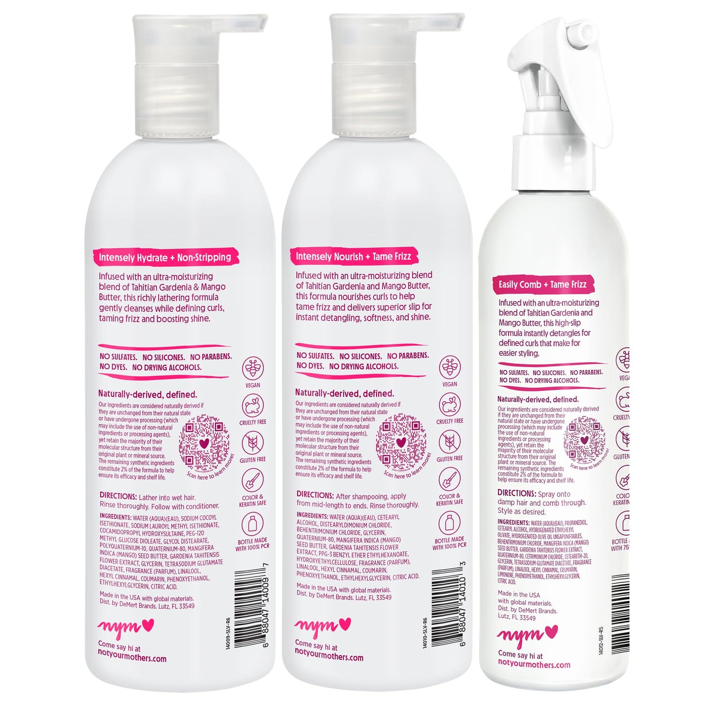 Not Your Mother's Naturals Moisturize & Enhance Curl Definition Shampoo, Conditioner, & Detangler (3-Pack) - Tahitian Gardenia Flower & Mango Butter