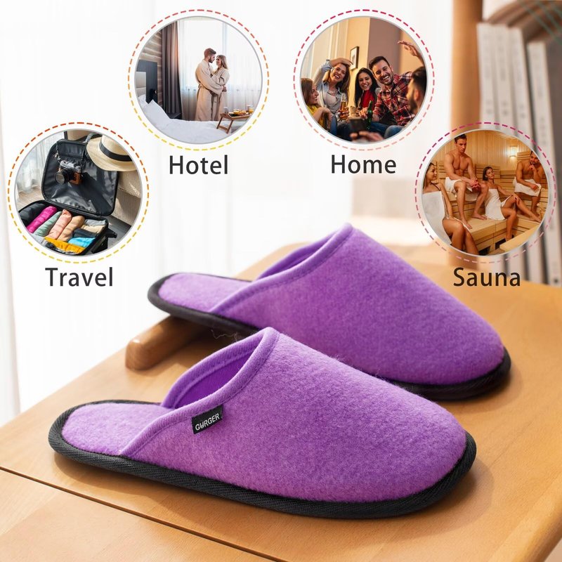 BUGUKI House Slippers for Guests Non-Disposable Washable Spa Slippers Set Non-Slip Felt for Spa, Hotel, Party Guest and Travel, Set of 4 Pairs