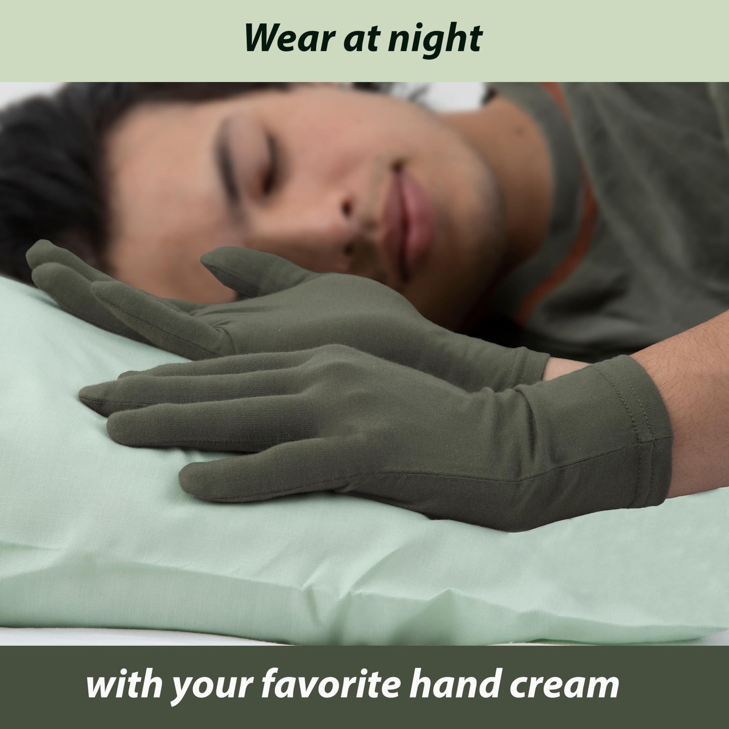 Bamboo Gloves for Eczema, Medium/Large, Women and Men, Dry Hands, Overnight Moisturizing Gloves, 3 Pairs